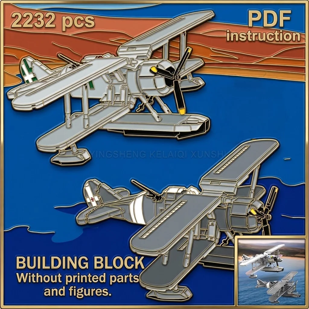 

Подарочный набор на день рождения: Винтажный самолет-амфибия, конструктор, строительные блоки