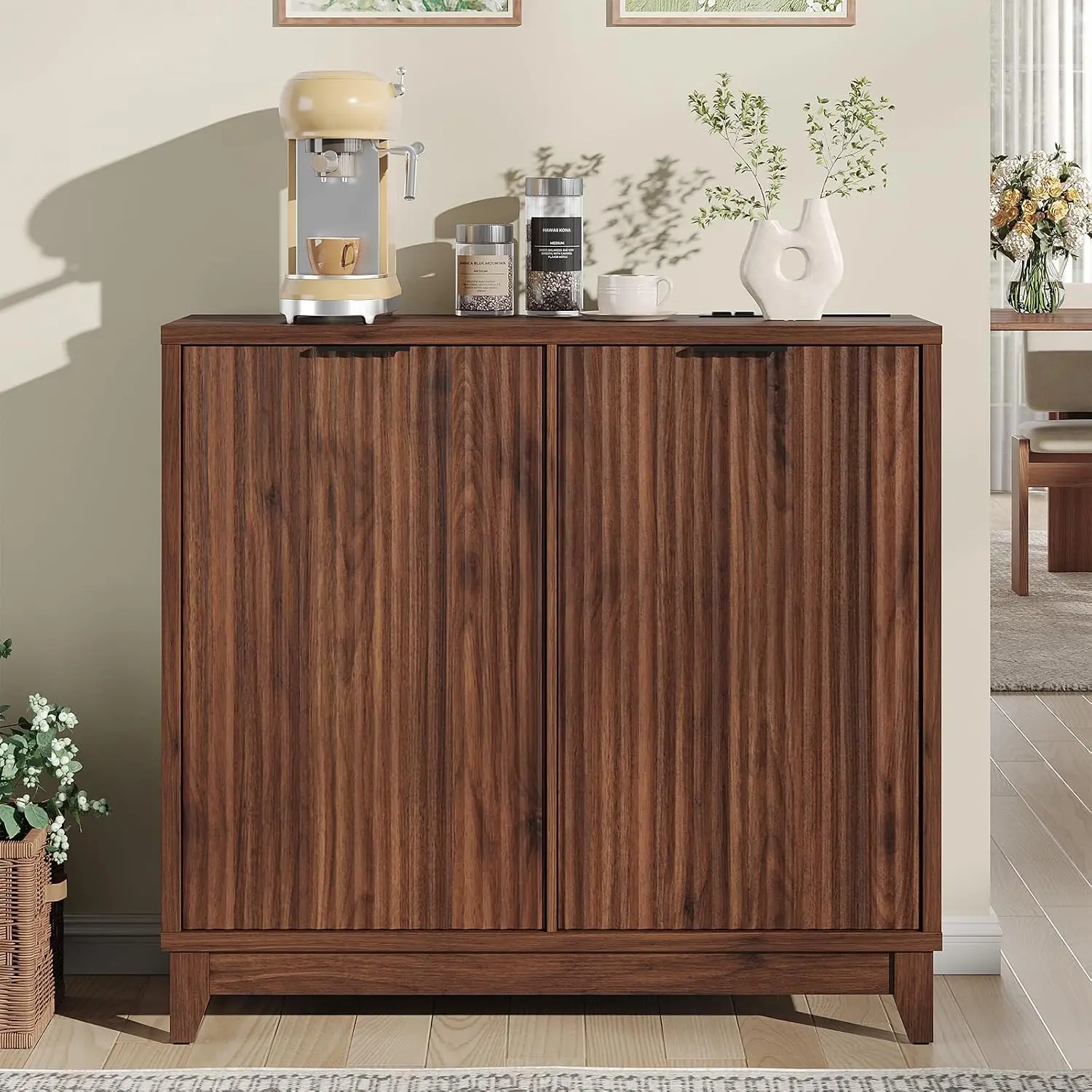 Tilt Out Trash Cabinet with Odor Control, Fluted Hidden 13 Gallon Bin, Soft-Close Door for Kitchen Bathroom, Customized