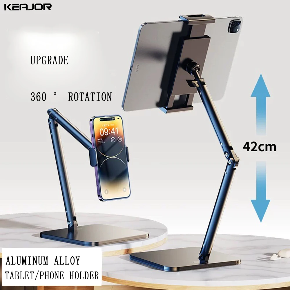 

Настольная подставка для планшета, регулируемая по высоте 42 см, подставка для iPad 360° ° Вращающийся металлический держатель для планшетов и смартфонов размером 4,7–13 дюймов.