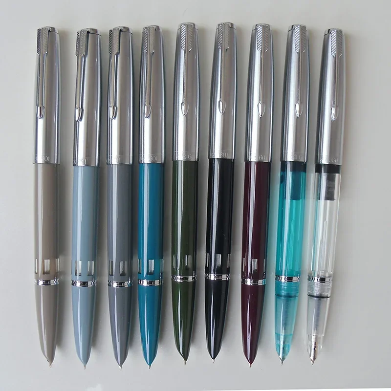 

Оригинальная ручка Yong Sheng 601, 0,5 мм, тонкое перо из золота 12 карат, классическая антикварная вакуумная перьевая ручка, металл + корпус из АБС-пластика, серебряная крышка