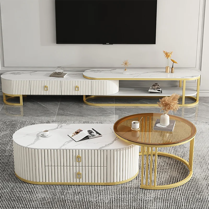 

Gold Luxury Coffee Tables Living Room Modern Premium Marble Effect Coffee Tables Round Minimalist Mesa Centro Home Furniture