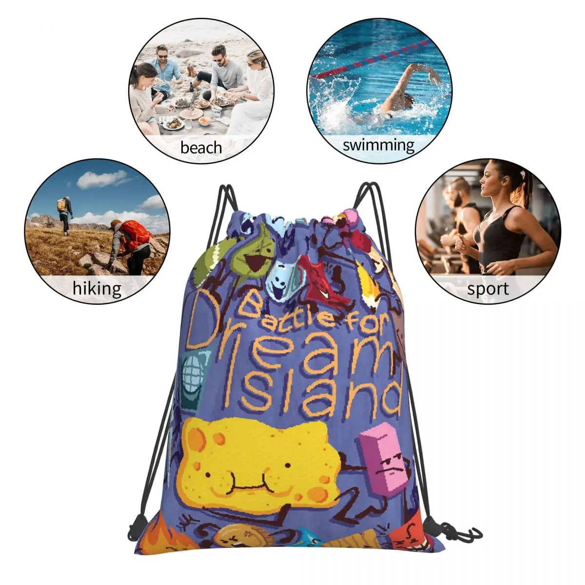 BFDI Quattro zaini BFB Borse casual con coulisse Scarpe Borsa Borse per libri per uomo donna studenti