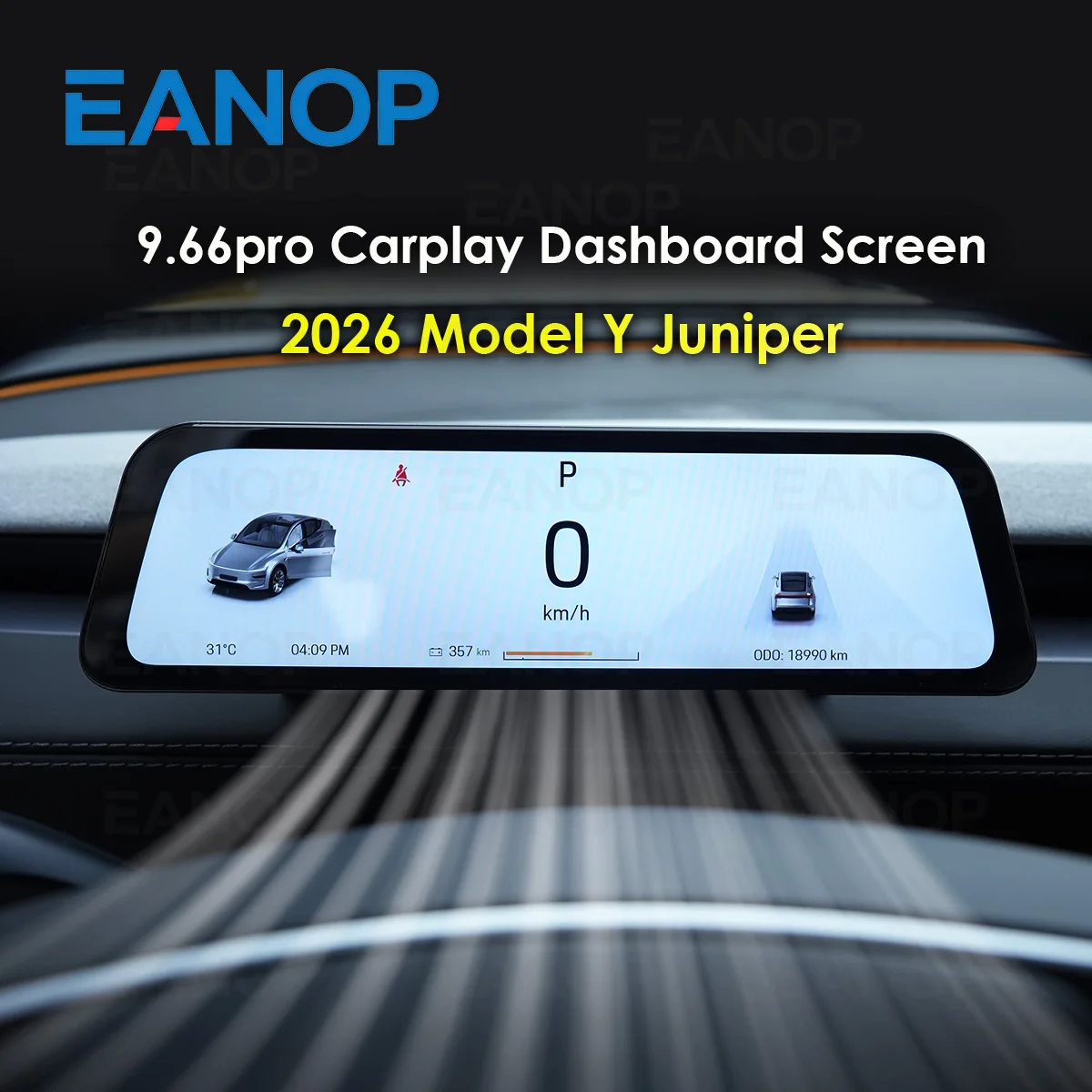 Новое поколение 9,66-дюймовой приборной панели Carplay для Tesla 2026, модель Y, беспроводной комплект обновления Carplay Android с автоматической навигацией