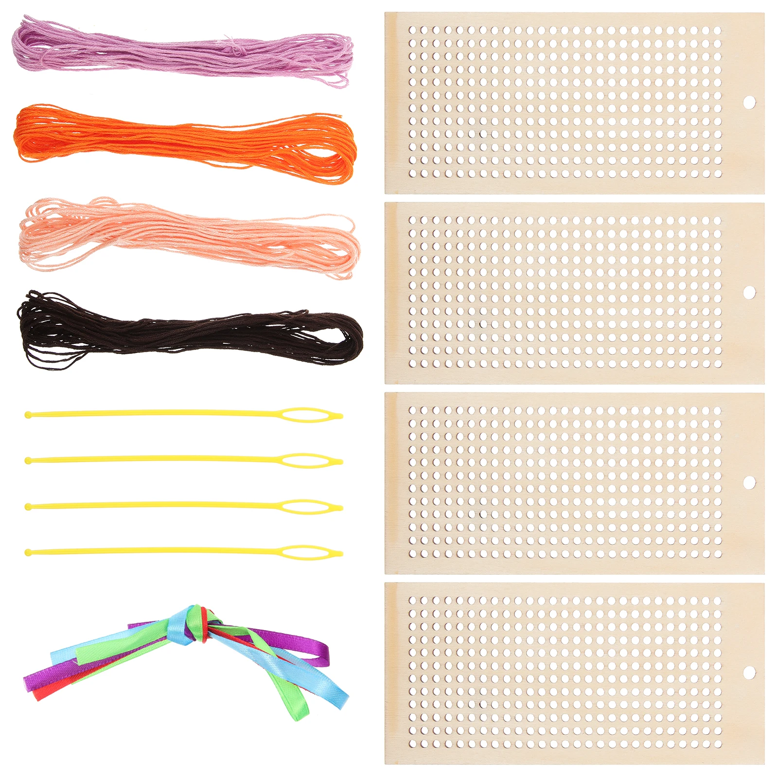 

4 Sets Wooden Bookmark Kits Hollow Out Cross Stitch DIY Crafts for Students Writers Readers Unfinished Portable wood diy