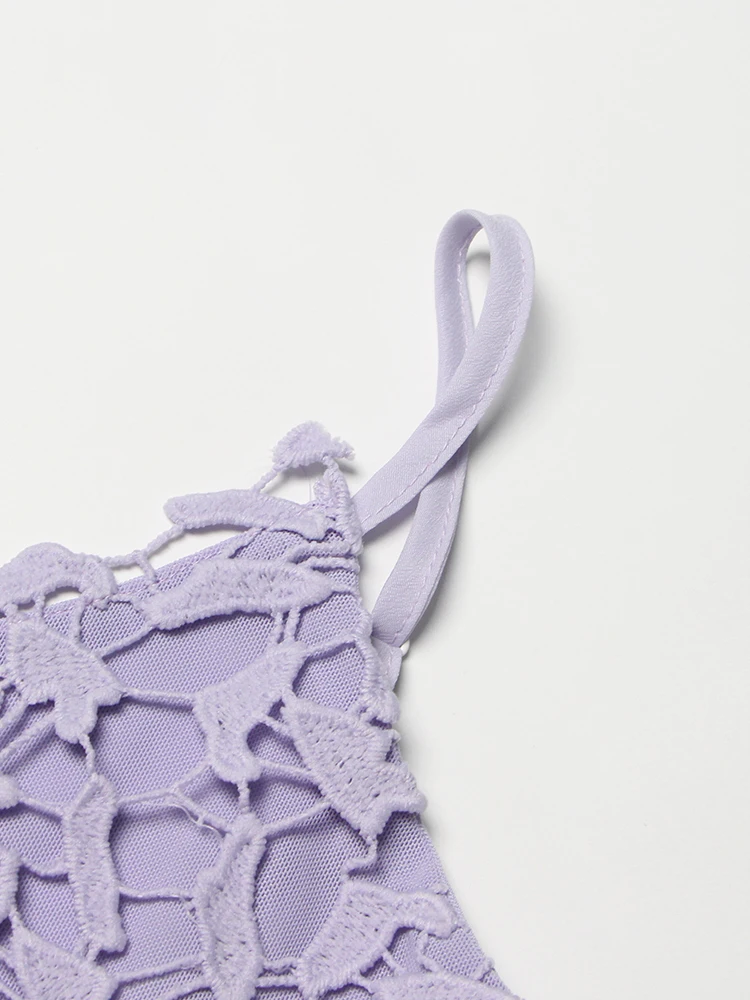 TWOTWINSTYLE Cut Out Sling Dress per le donne scollo a V senza maniche a vita alta solido orlo irregolare abiti Sexy abbigliamento femminile estate