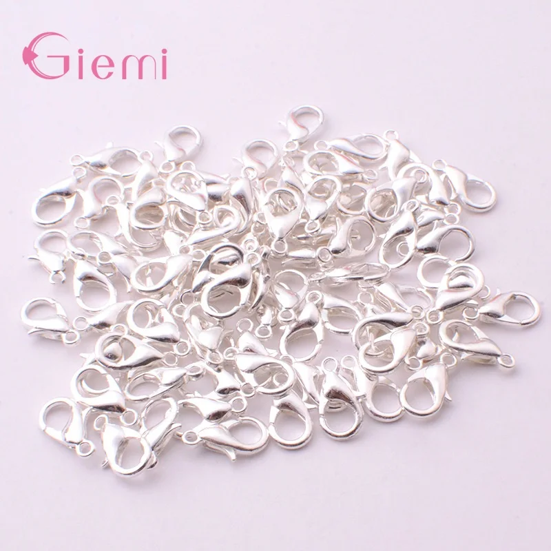 100PCS Bulk Jewelry Findings Genuine 925 Sterling Silver  Lobster Clasp  Stamped Fittings Connector Components