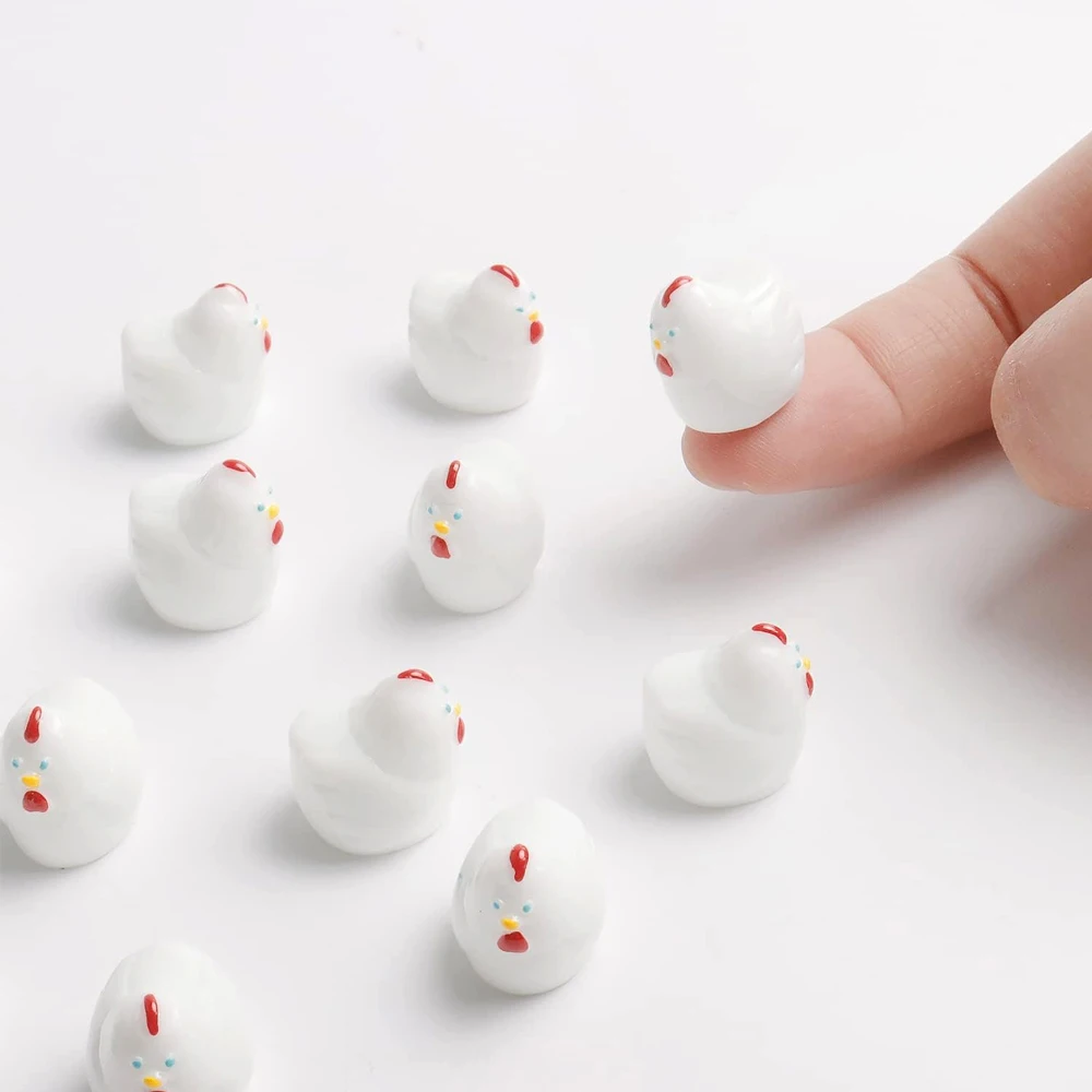 5/10pcs Resin Chickens Miniatures, Mini Animals Figurines Fairy Garden Ornament, Micro Landscape DIY Craft Decoration