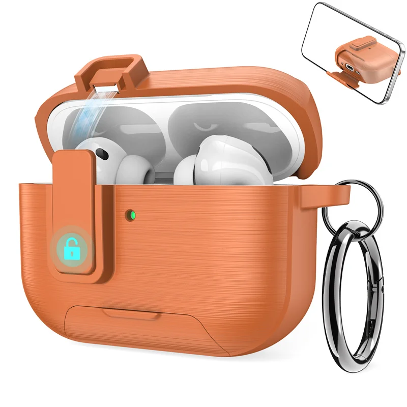 Hülle für AirPods 1 2 3 4 Pro 3 2 mit Haken, Sicherheitsverschluss, Handyhalterung, Cortex-Hülle für AirPods Pro 3 Bluetooth-Kopfhörer-Cover