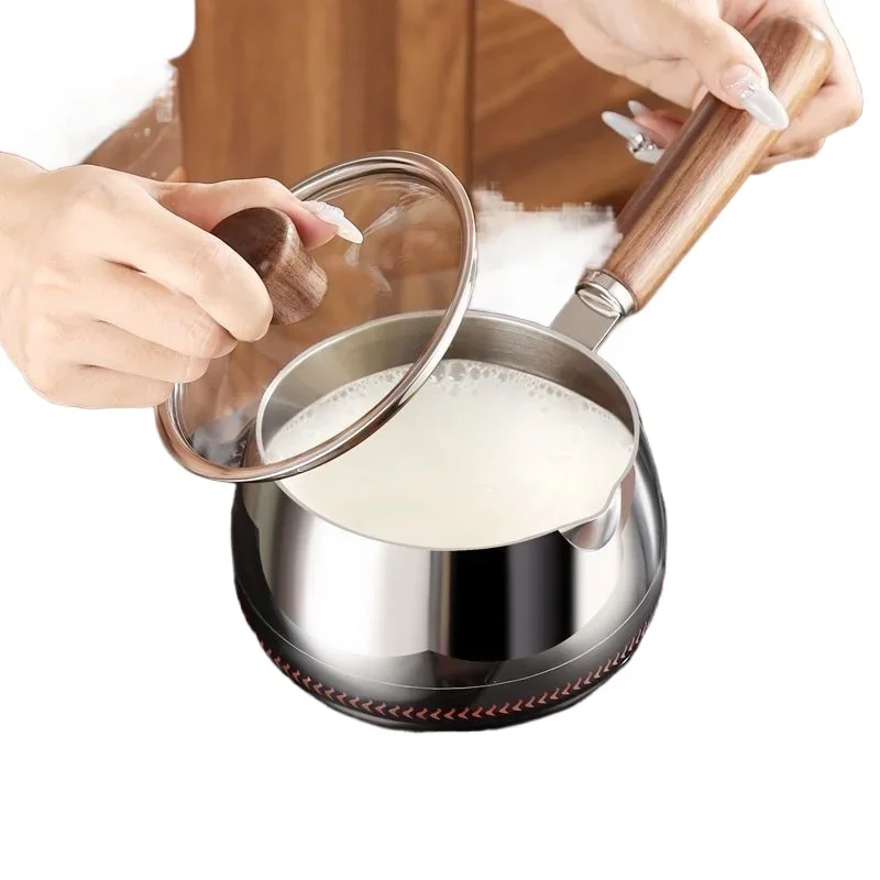 316 Thickened Uncoated Stainless Steel Soup Pot Baby Complementary Food Baby Milk Pot Household Apple Pot Induction
