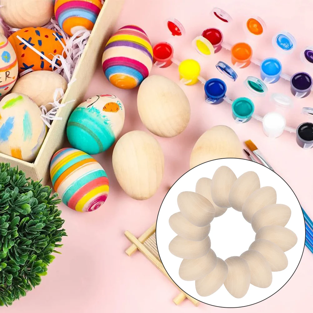 

20 Pcs Floor Lamp Light Covers Wooden Egg Painted Toy Pole Creative Simulation Eggs Template Mini