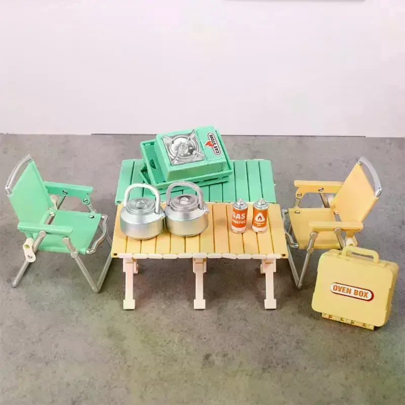 1:12 Dollhouse Miniature Camping Picnic Set Folding Chair Gas Stoves Model Decor Toy Doll House Accessories