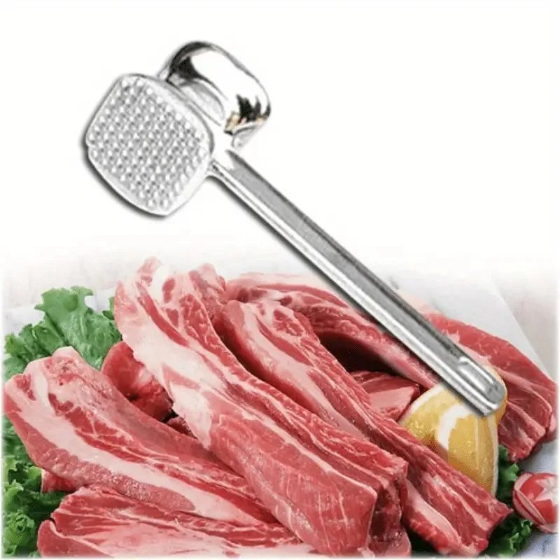 Duty Meat Mallet Stainless Steel Double-Sided Meat Tenderizer Tool for Steak Chicken Pork Fish and Veal Kitchen Cooking Hammer