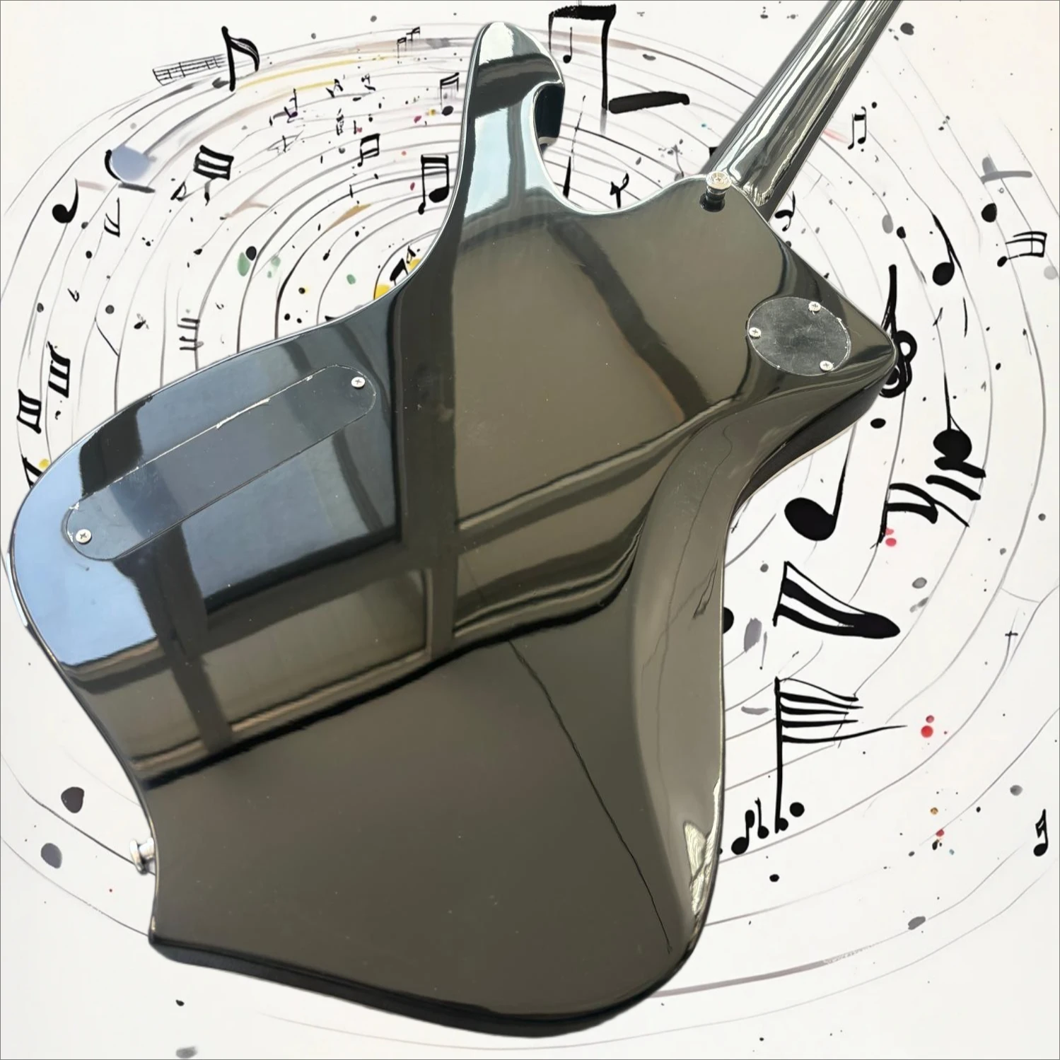 Free Shipping Unique Shape Electric Guitar Cracked Mirror Finish HH Pickups Three Control Knobs Band Heavy Metal Rehearsal