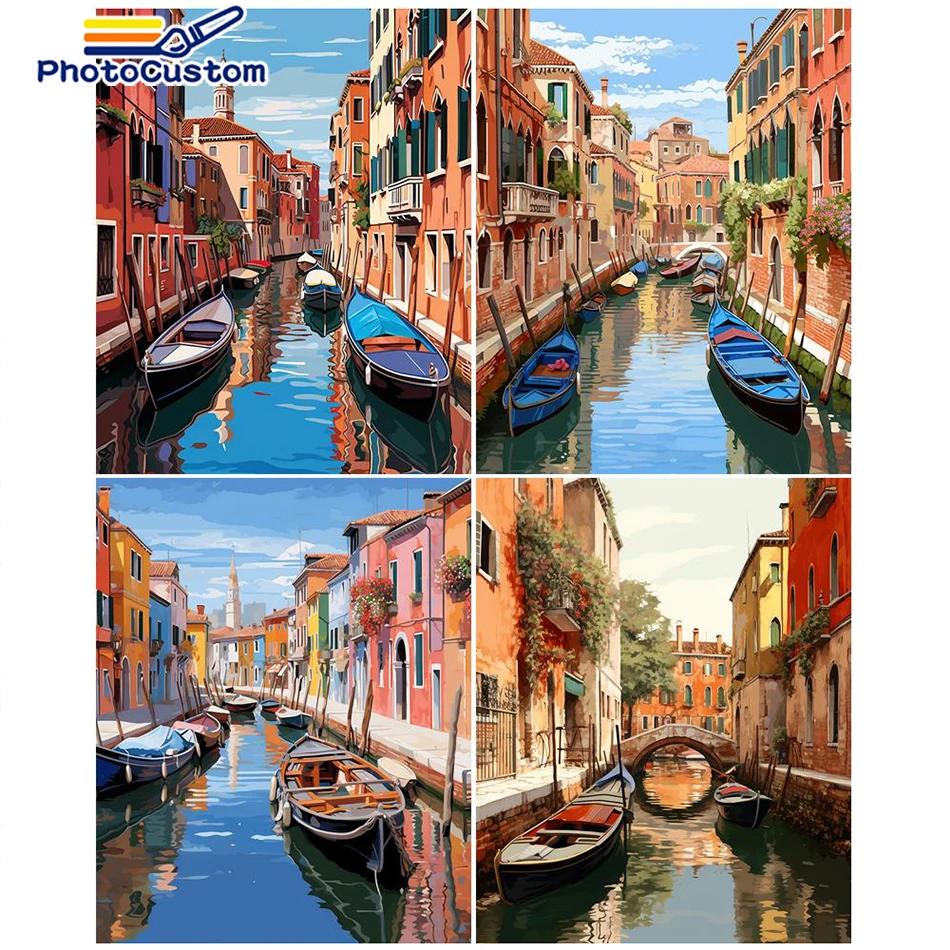 

PhotoCustom Paintings By Number Venice Water City View Drawing On Canvas Hand Painted Paintings DIY Pictures By Numbers Kits Gif