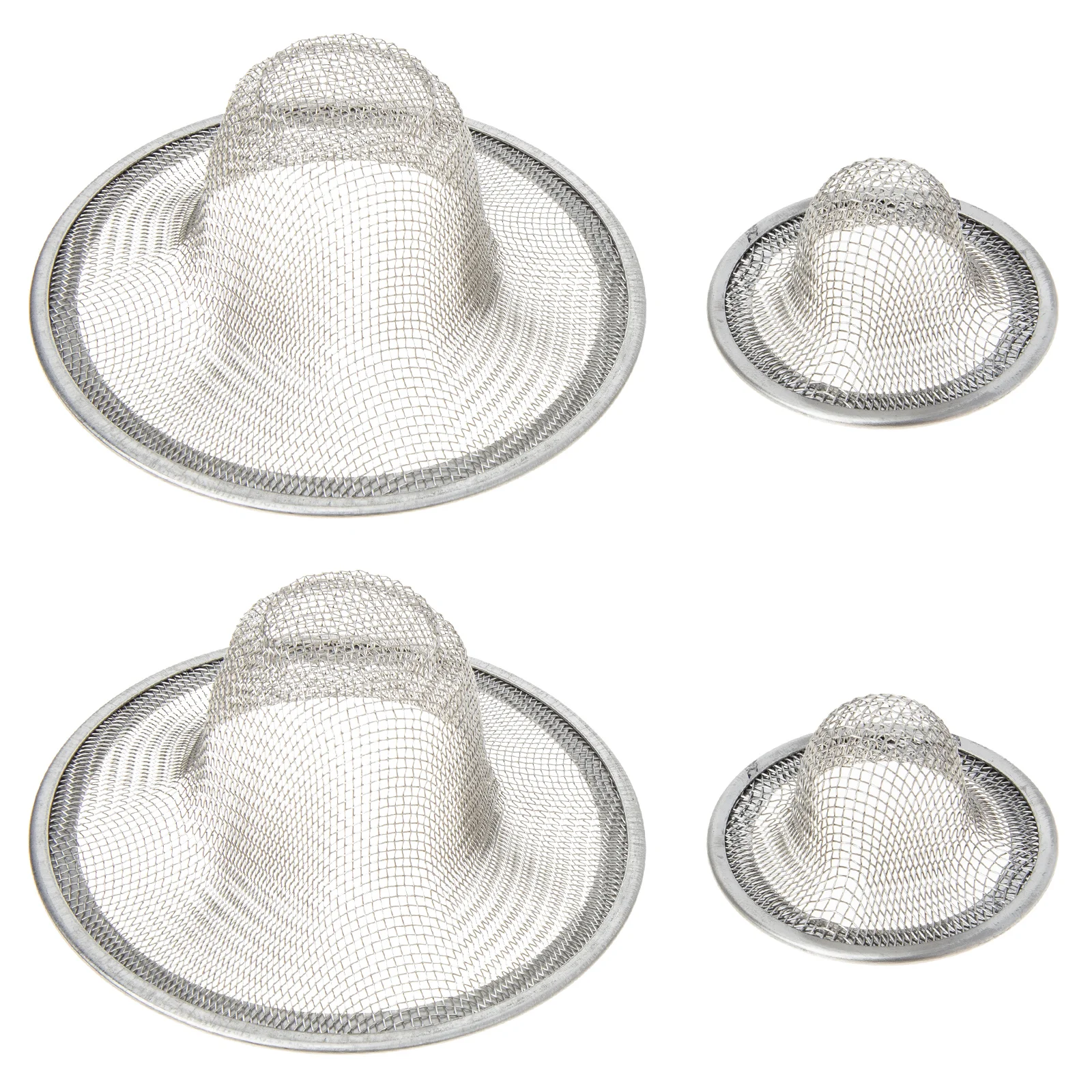 

4 Pcs Stainless Steel Hair Stopper Thickened for Shower Drain Catcher Mesh Silver Strainer Bathtub Filter Kitchen Bar Tools