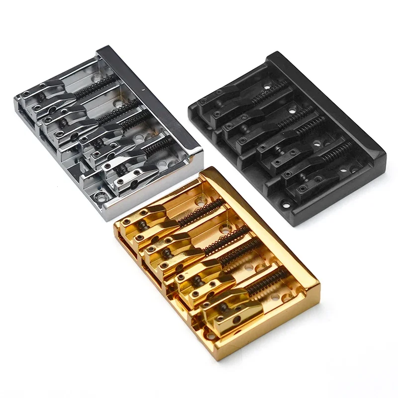 

Vintage 4 String Bass Bridge 84x55MM Body or Bottom Through Bass Fixed Bridge Black/Gold/Chrome