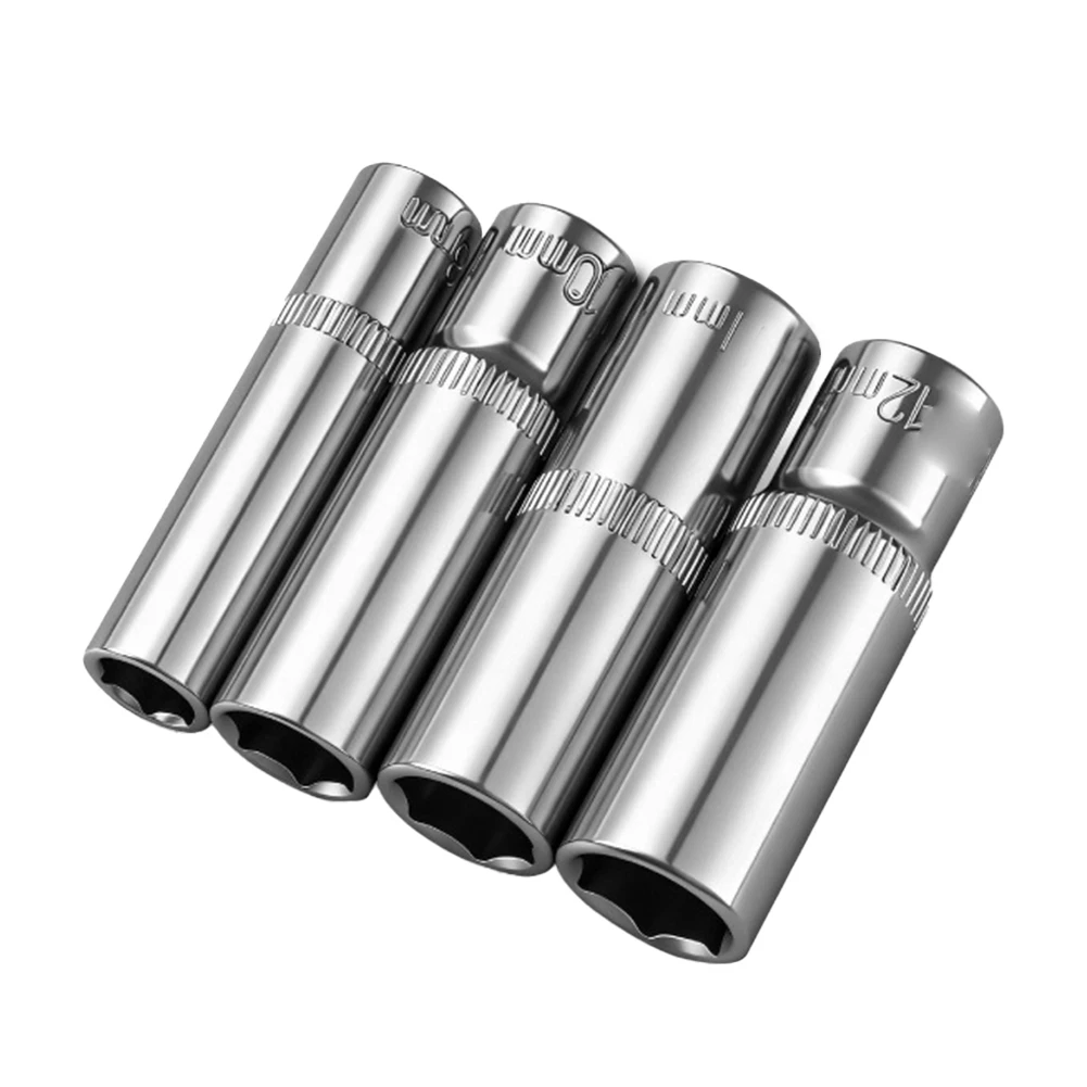 11PCS 4-14mm Long Socket Wrench Set Drive Deep Hexagon Socket Set For Ultimate Torque & Durability Chrome Vanadium Steel Tool