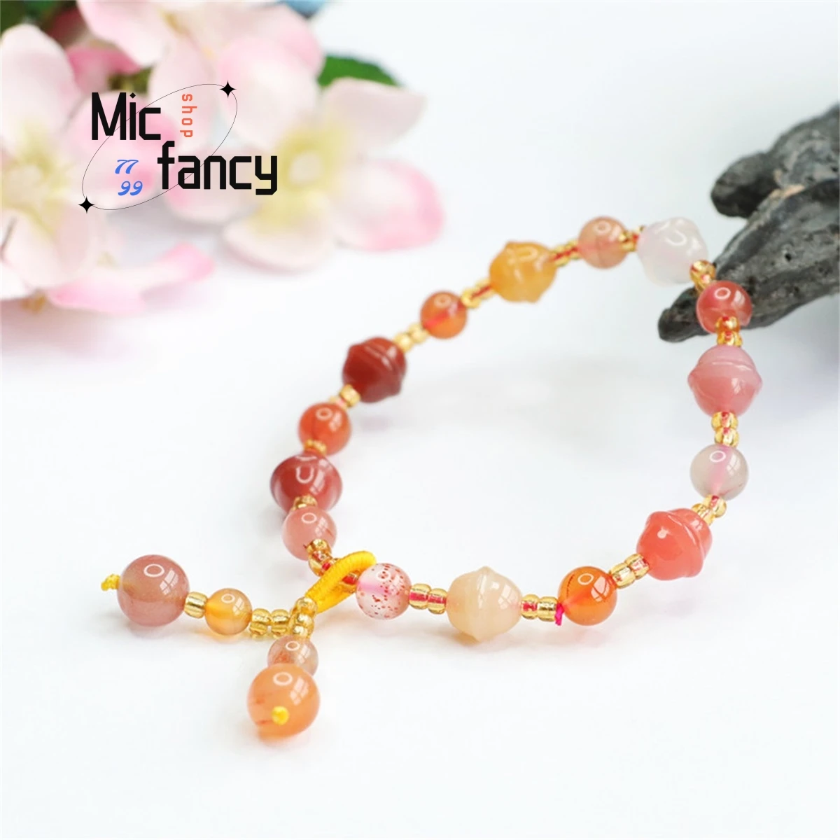 

Natural Yanyuan Agate Multi-colored Small Bell Beaded Tassel Bracelet Simple Generous Personality Sweet Delicate Women Mascot