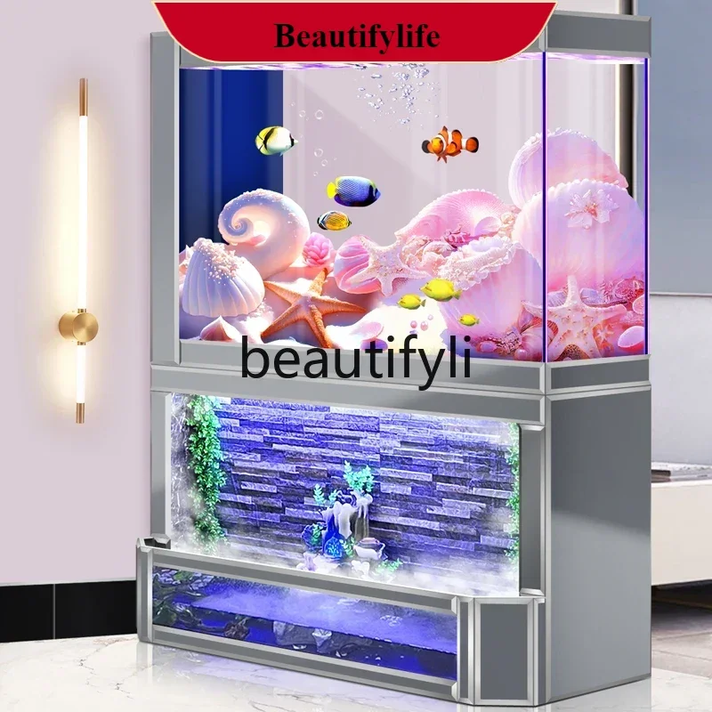 

Household living room fish tank ecological water-free partition entrance integrated medium and large light luxury style A