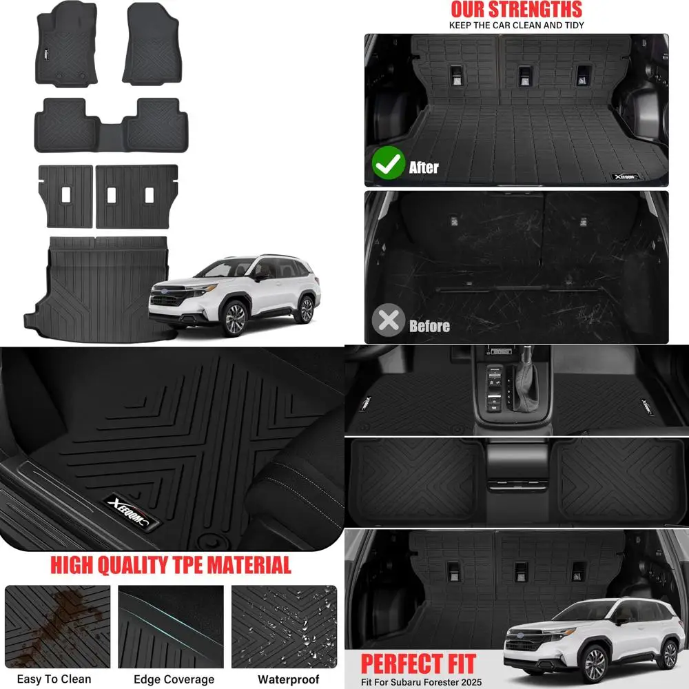 

Floor Mats for 2025 2026 Subaru Forester All Weather Trunk Mat with Backrest Mat TPE Rubber Floor Liner Set Cargo Liner for 2025