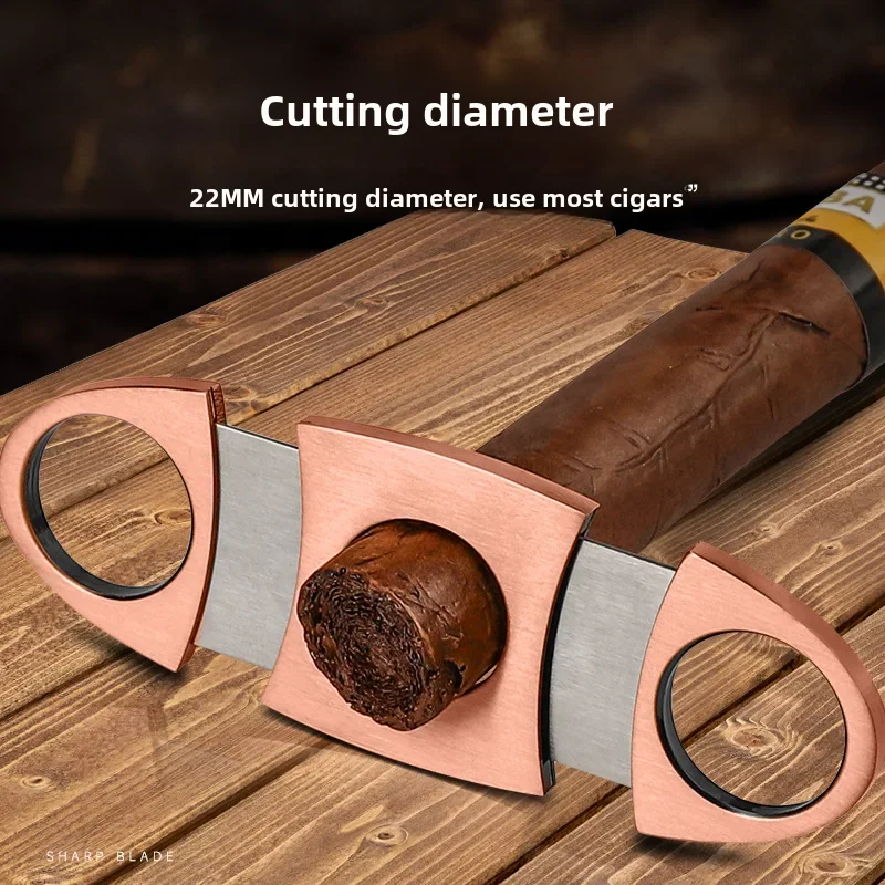HANNICOOK Cigar Scissors Stainless Steel Flat Mouth Double-edged Sharp Simple Cigar Scissors Gift Box Portable