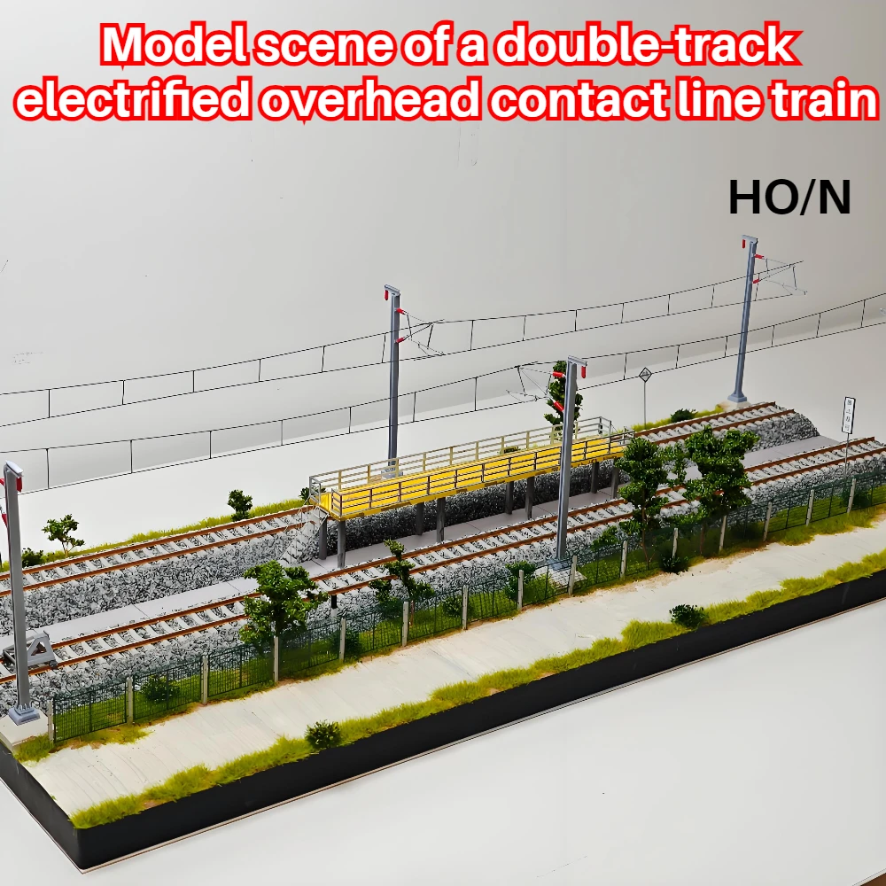 

Модель железной дорожки в масштабе HO/N, двухдорожечная электрифицированная верхняя контактная система, модель, украшение сцены, витрина с поездом