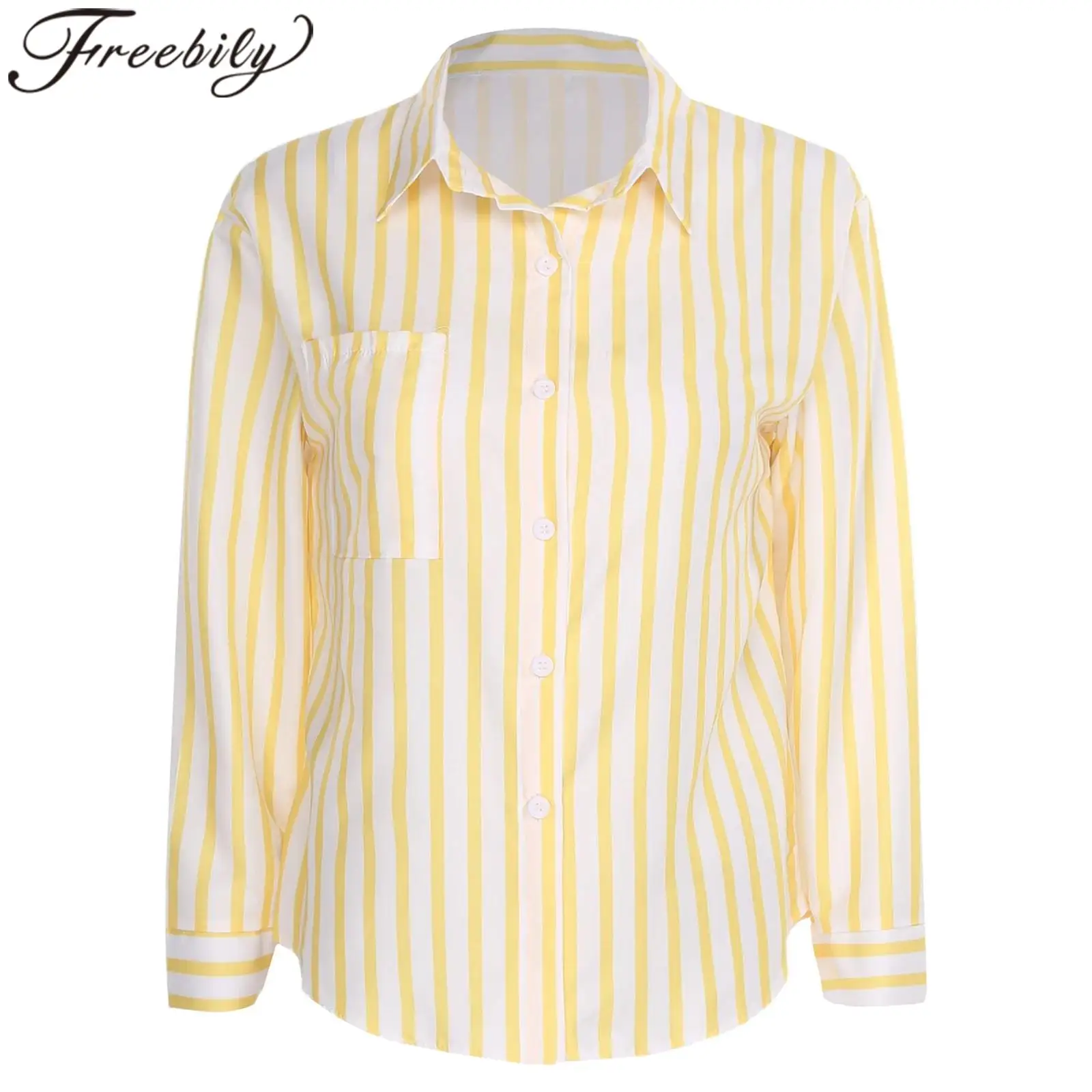 

Женская рубашка в вертикальную полоску, женская рубашка на пуговицах в полоску, топы, повседневная модная рубашка с лацканами и длинными рукавами, OL, женская рабочая одежда Mujer