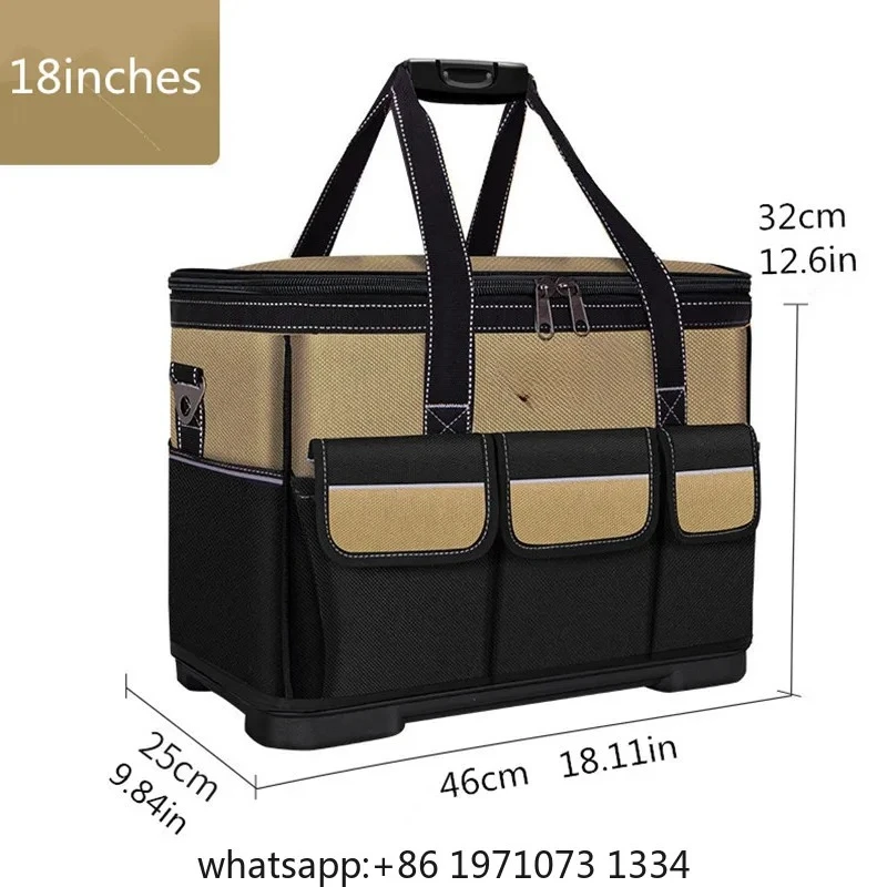 One-Piece Electrician's Tool Bag, Square Pocket Canvas Repair Tool Box, Large Capacity Tool Bag, with Adjustable Shoulder Strap view 5