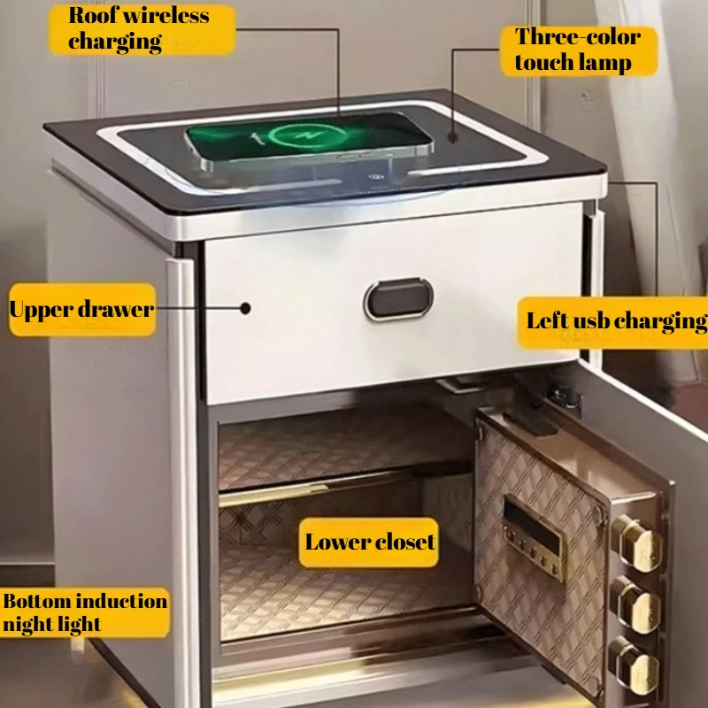 Nordic Lit Bedside Table Drawer Secret Compartment Hotel Nightstand Bluetooth Decoration Mesas De Cabeceira Choice Furniture
