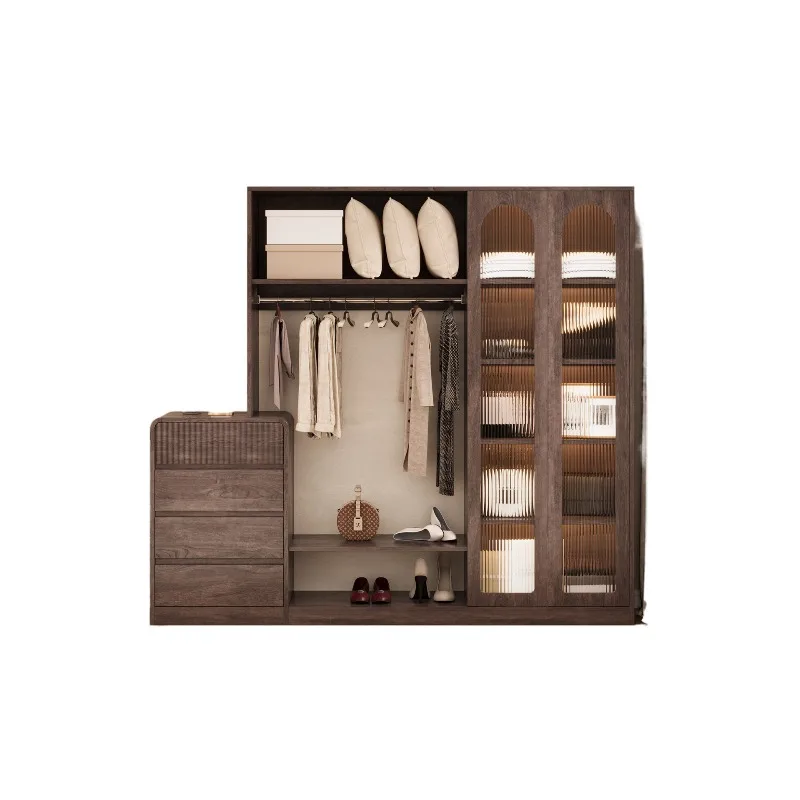 

Medieval solid wood coat rack floor-to-ceiling hanger bedroom, clothes storage rack, high-end storage wardrobe