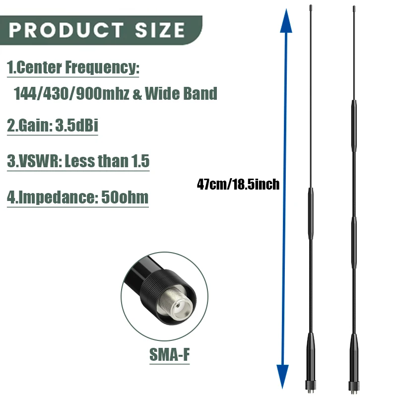 RH901S Antenna Coil Loaded Soft Whip Aerial SMA-Female 144/430/900MHz Amplify Signals For DM-1701A UV-25M UV-5RH Two Way Radios