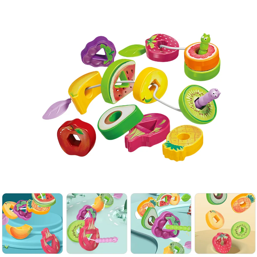 Fruit Chuckling Blocks Toys Threading String Music Lacing Abs Stringing Toddler Educational Beaded Fruits Blocks Toys Shape