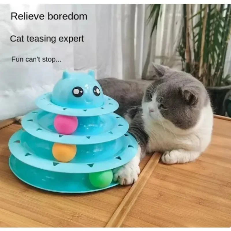 3/4 Levels Cats Toy Tower Tracks Cat Toys Interactive Cat Intelligence Training Amusement Plate Tower Pet Products Cat Tunnel