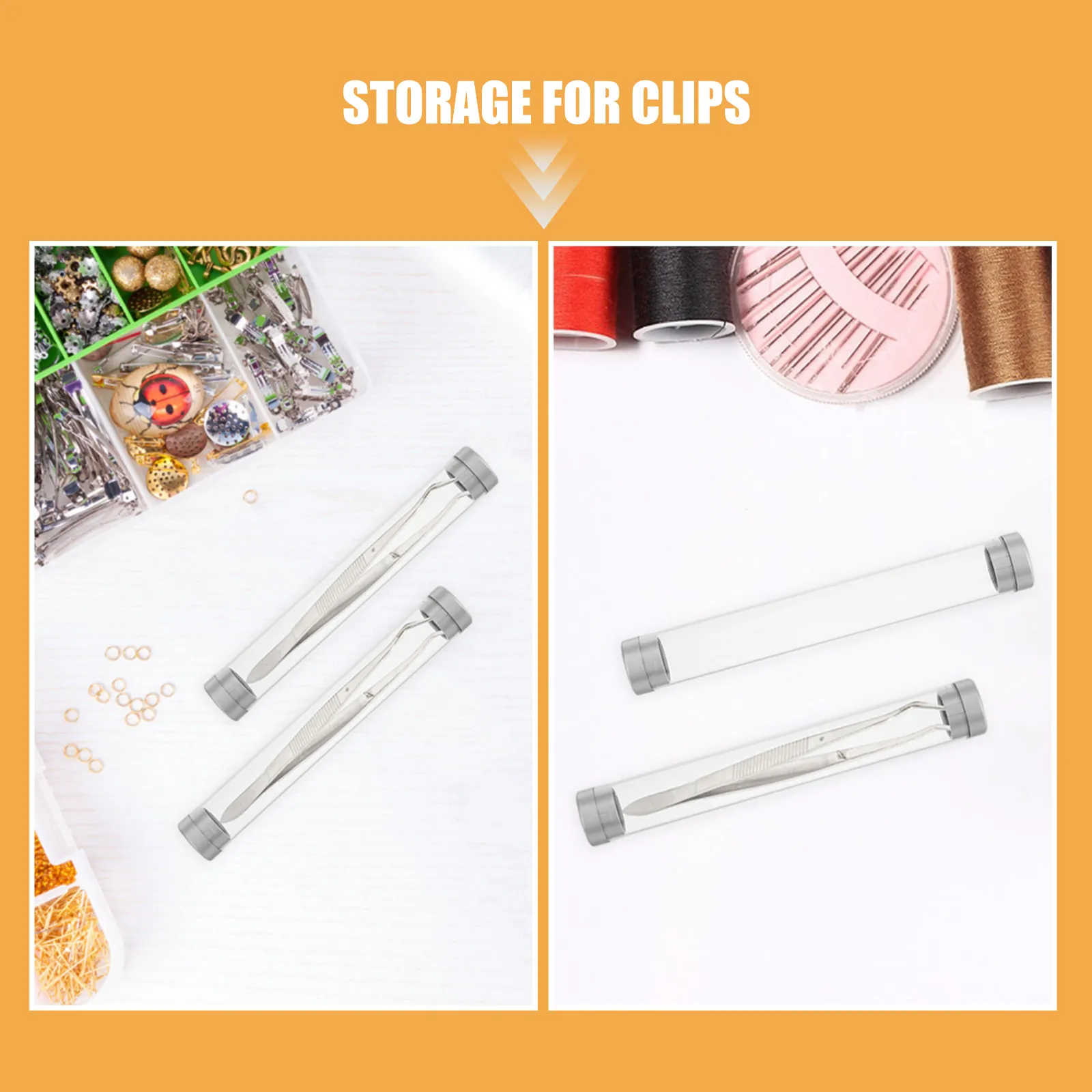 10Pcs Eyelash Tweezer Holder Clear Plastic Storage Tube Portable Organizer for Manicure Tools Travel-Friendly Design