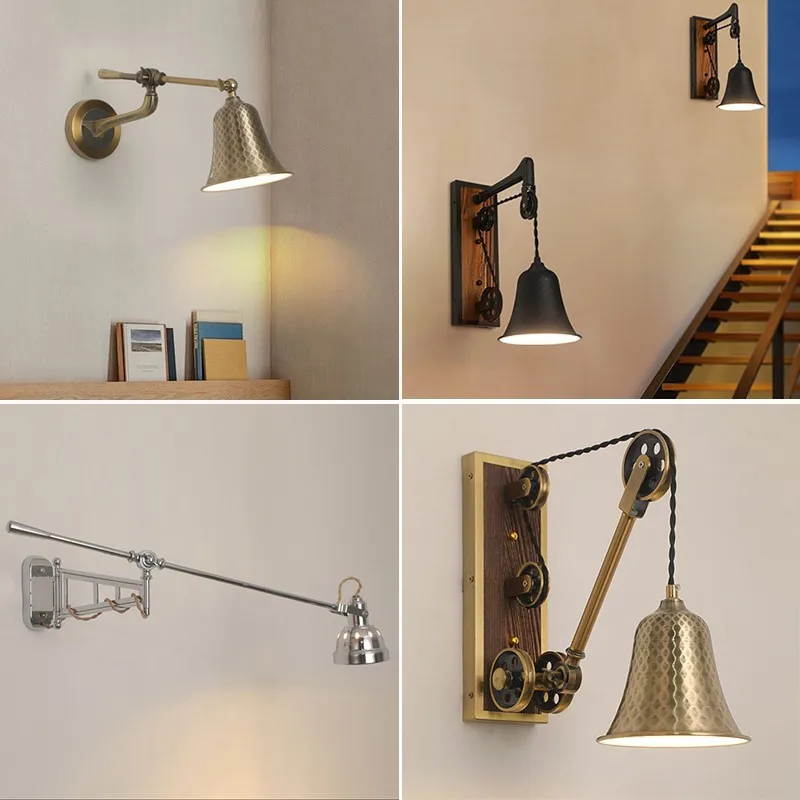 Designer's Personalized and Creative Restaurant Bedroom Desk Studio Long Pole Swing Arm Wall Lamp Loft Silver Wall Lights