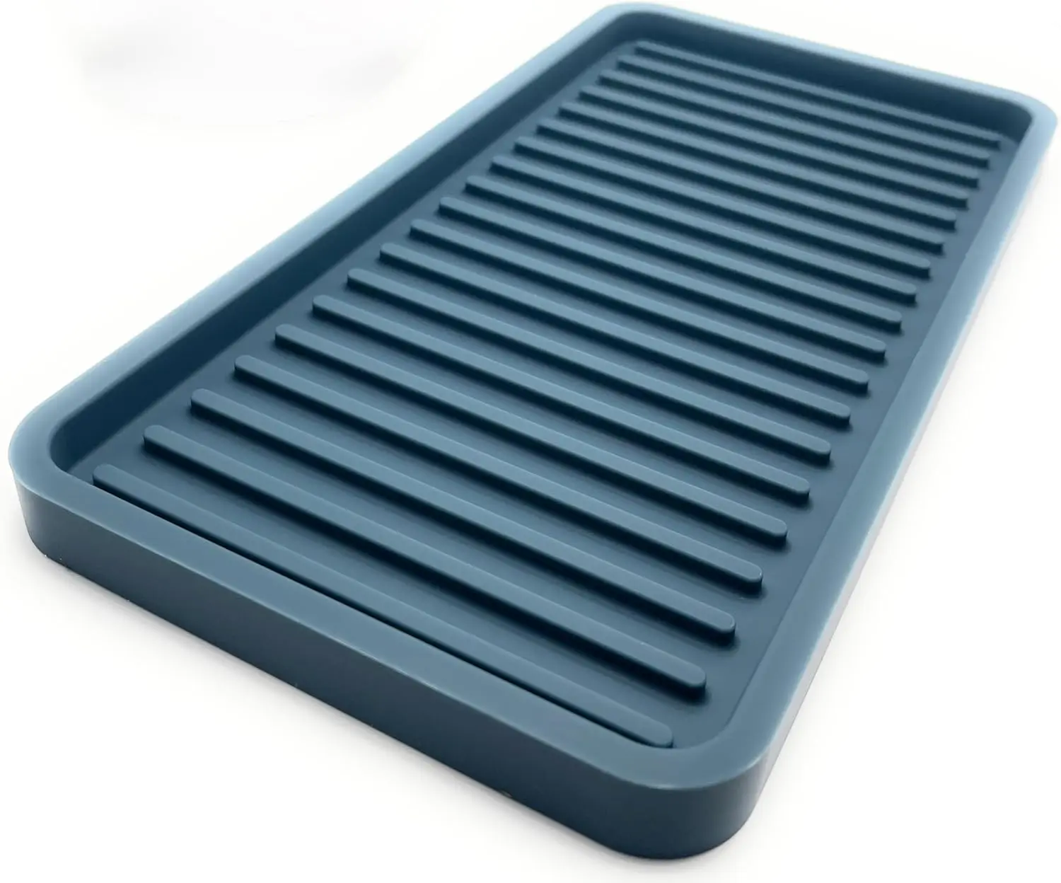 

Silicone Sink Organizer Tray, Sponge Holder & Countertop Protector for Kitchen Bathroom (Smoky Blue)