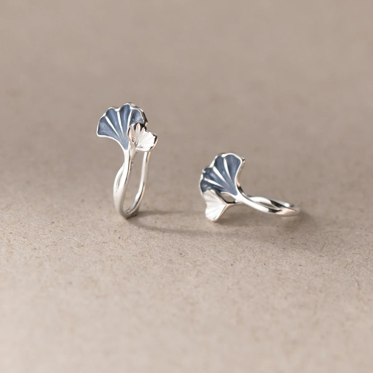 New in 925 Sterling Silver Drip Glue Ginkgo Biloba Leaves ​Ear Piercing Stud Earrings For Women Jewelry Wholesale Money 925