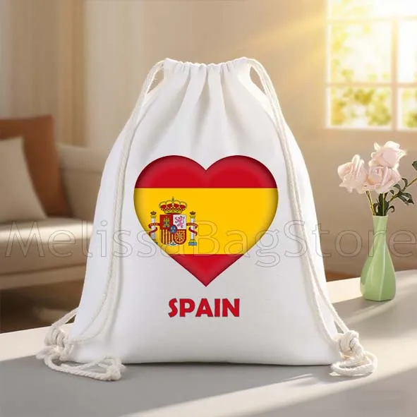 Malediven Norwegen Island Südkorea Spanien Schweden Herz Flagge Leinwand Kordelzug Taschen Fußball Rucksack Sackpack Geschenke String Taschen