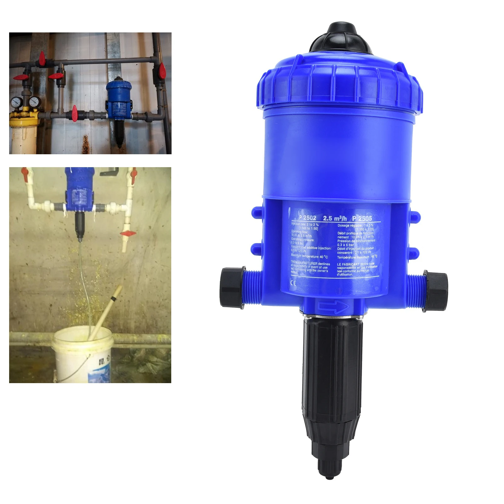 Chemical Liquid Doser G3/4 to G1 Male Thread Fertilizer Injector Chemical Liquid Doser Dispenser Dosing Pump 0.2-2%