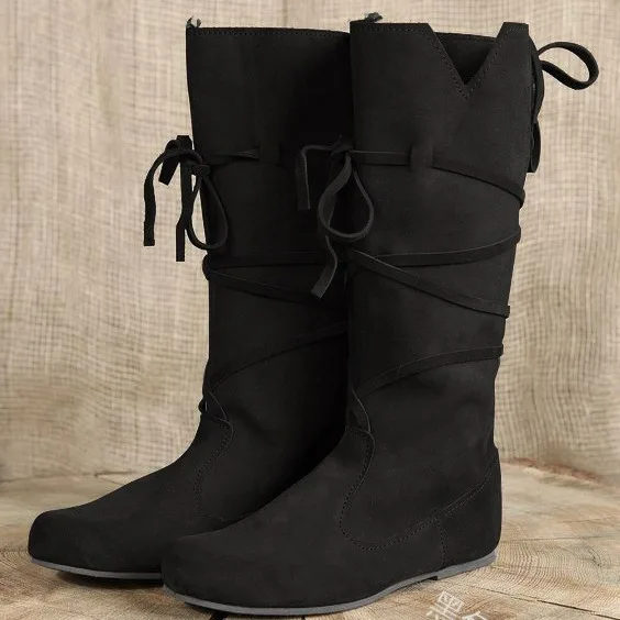 Mittelalterliche Retro Nordische Krieger PU-Lederstiefel für Männer und Frauen, Ritter-Cosplay-Stiefel, Karneval Renaissance Party Fancy Anime Schuhe 2026 – Detail 4