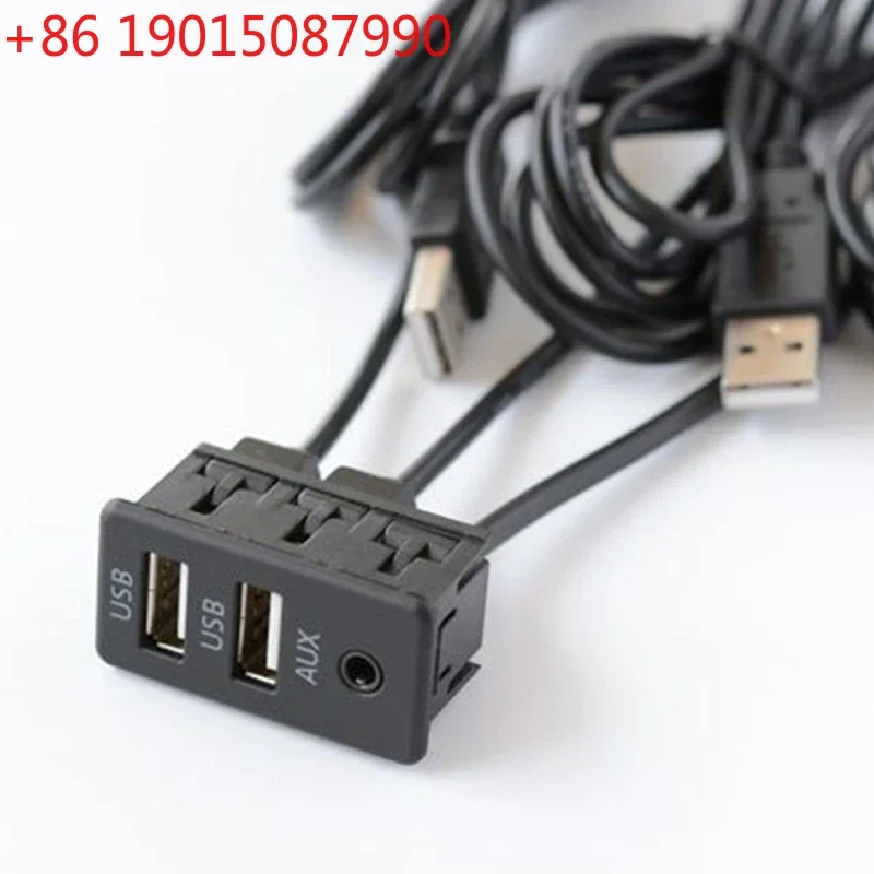 

USB-кабель-удлинитель с двумя портами для установки в приборную панель автомобиля, адаптер AUX 3,5 мм