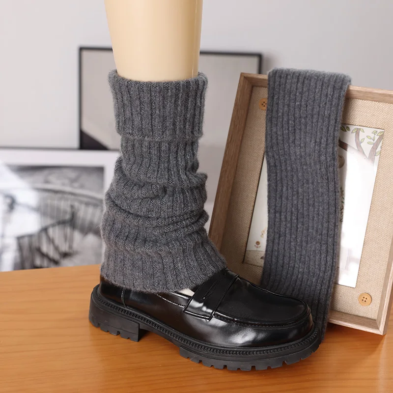 100% cashmere socks for women fall and winter knitted knee boots thigh-high socks over the knee anti-slide