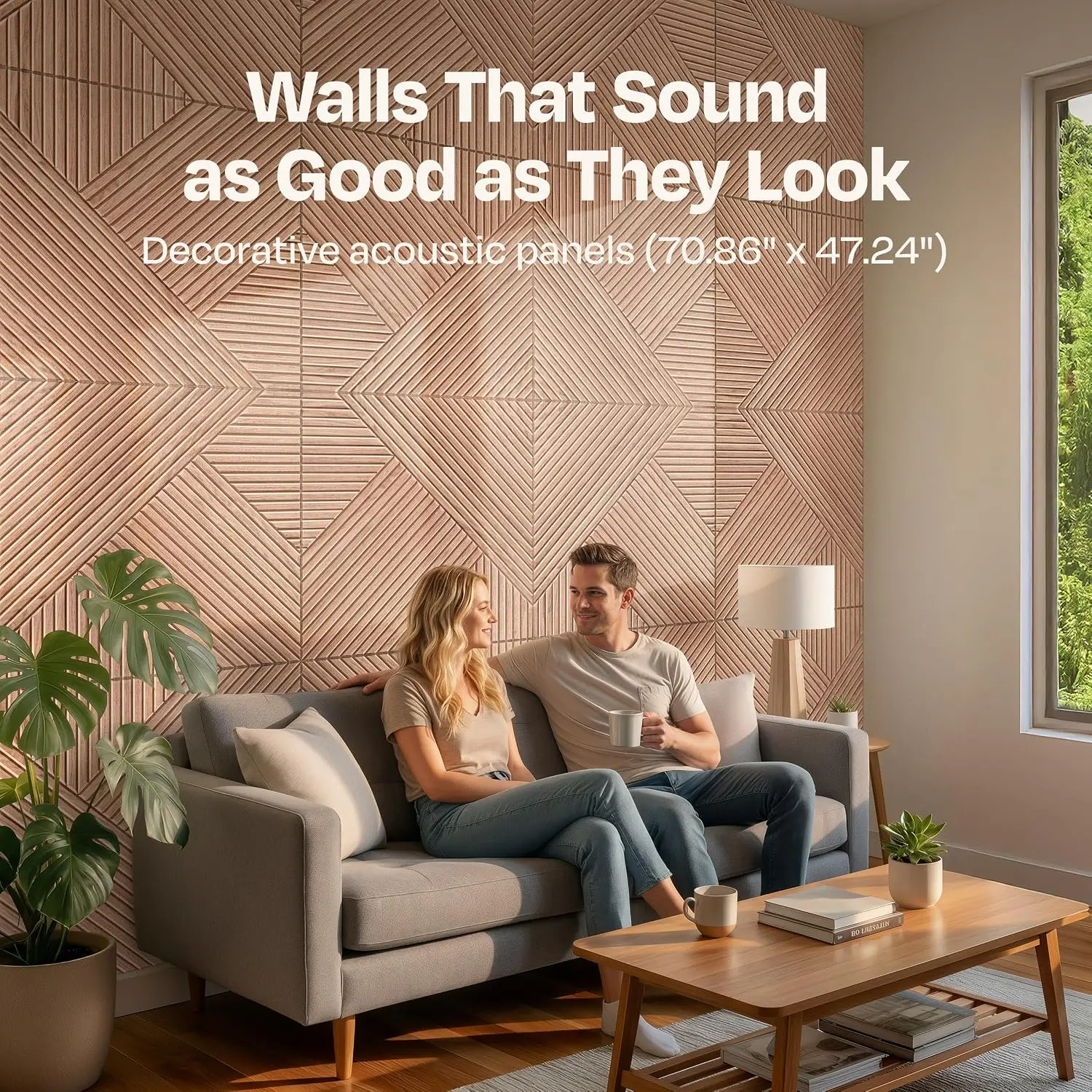 XL Acoustic Wall Panels 6-Pack Decorative Acoustic Panels High Density Sound Absorbing Wall Art 70.86X47.24 Inches