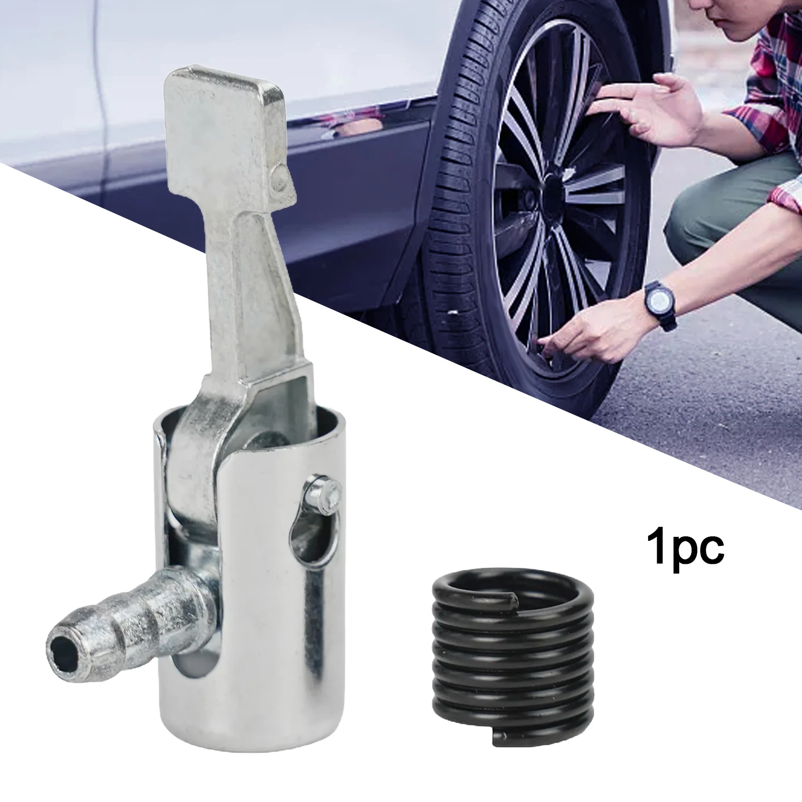 1/2Pcs Car Tire Air-Chuck Inflator Pump Valves Connector Clip-On Adapter Inflator Pump Adapter Connector Spring For 6mm Hose