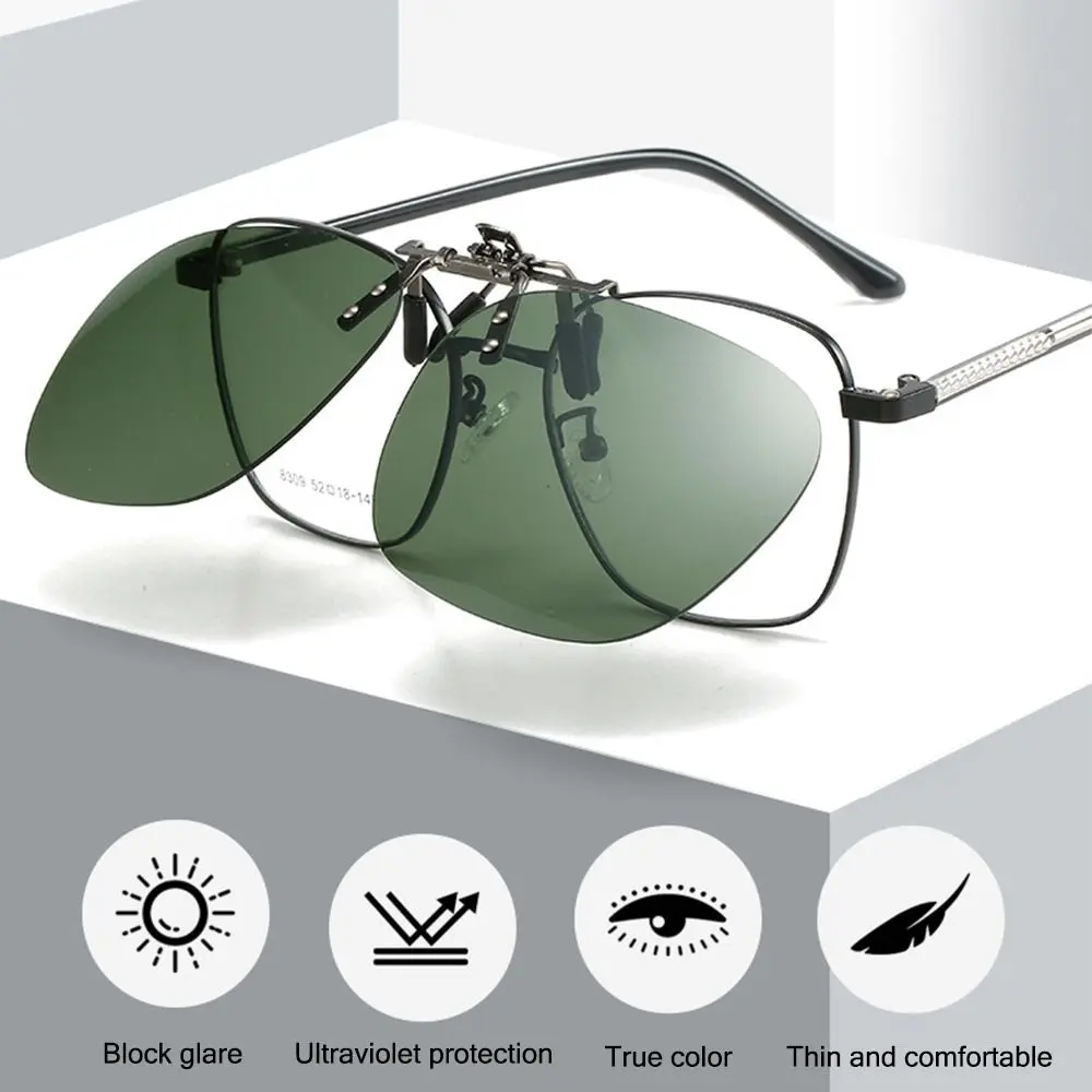 Gafas de sol polarizadas con Clip de Metal, cómodas gafas de sol con tapa UV400, graduadas, sin montura, tonos poligonales