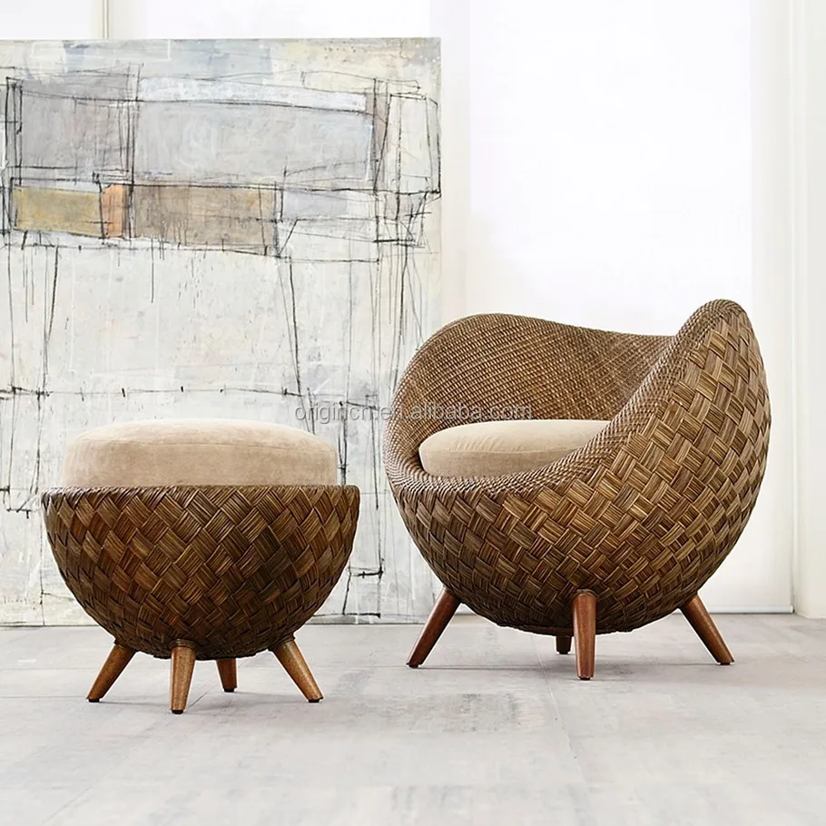 

-Unique Modern Garden Spherical Furniture Wide Rattan Round Ottoman Sun Lounger