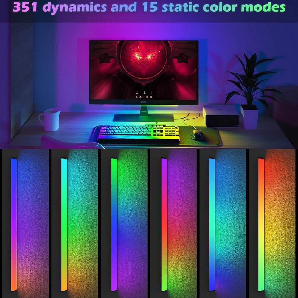 리모컨 타이머 음악 동기화 RGB LED 라이트 바 1 2 강성 USB 램프 컴퓨터 책상 책장 진열장 장식용 썸네일 5