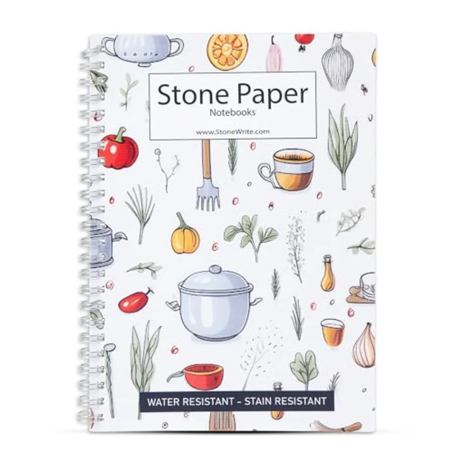 

Waterproof Cooking Notebook - For Grocery Lists or a Recipe Book to Write in Your Own Recipes - Chefs - Cooks - Bakers - All Co