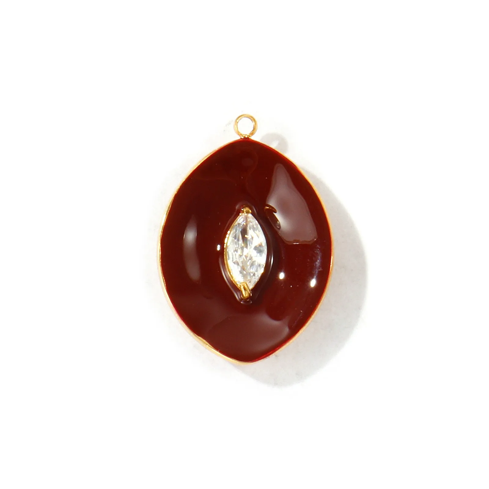 2 Stück Emaille-Oval-Anhänger in Augenform, 18 Karat vergoldet, 304 Edelstahl, zum Selbermachen von Halsketten und Schmuck, Großhandel, 25 x 18 mm. – Detail 1