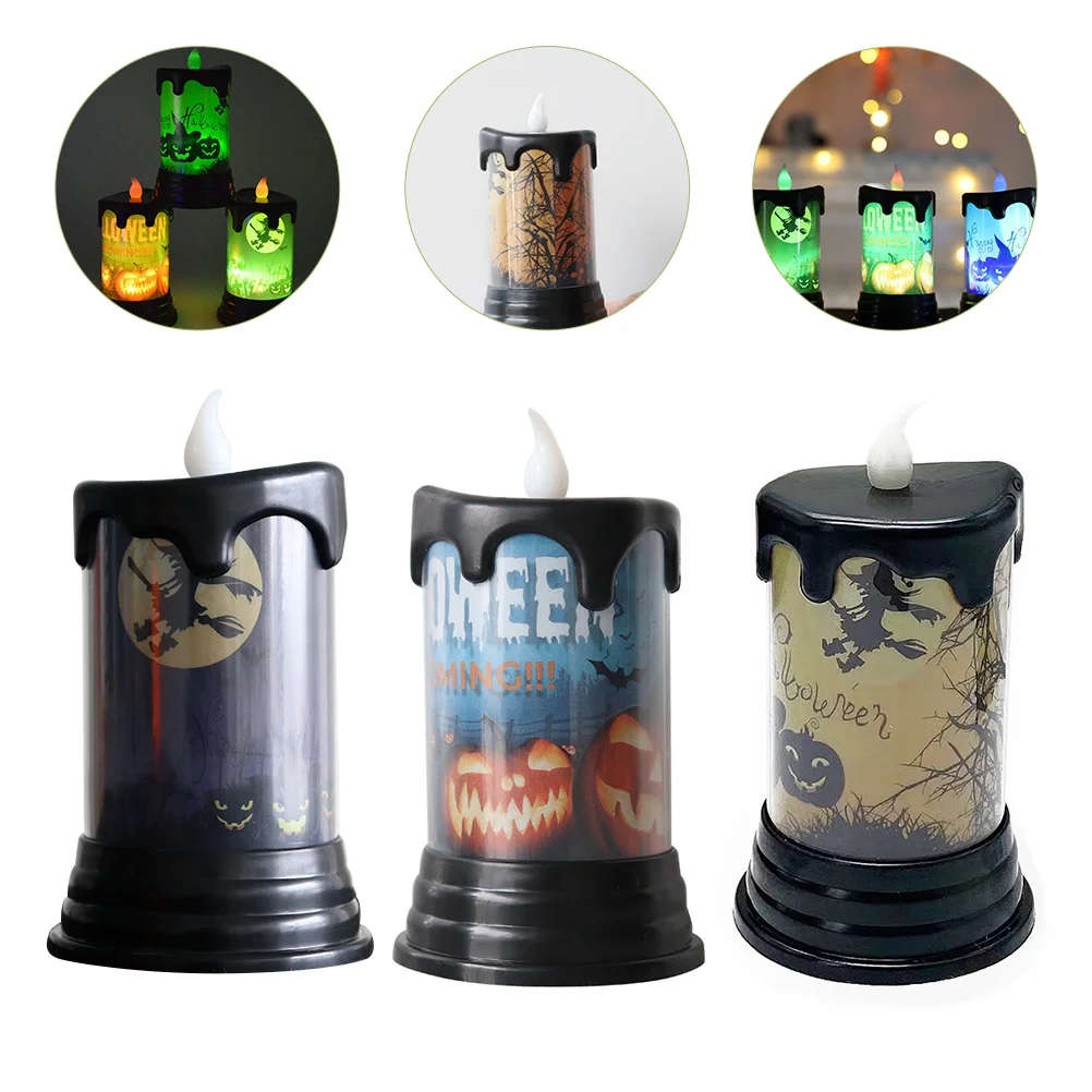 3 Pcs LED Electronic Lights Halloween Decorations Tealight Flameless LED Tealight Home Party Decorative Lights